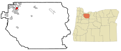 Clackamas County Oregon Incorporated and Unincorporated areas Gladstone Highlighted